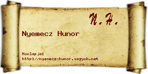 Nyemecz Hunor névjegykártya